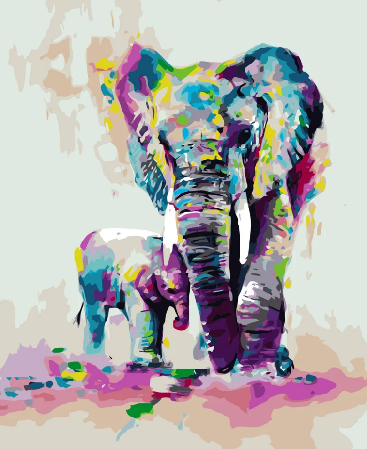 Картина по номерам Strateg Слоненок с мамой 40x50 см (GS077)