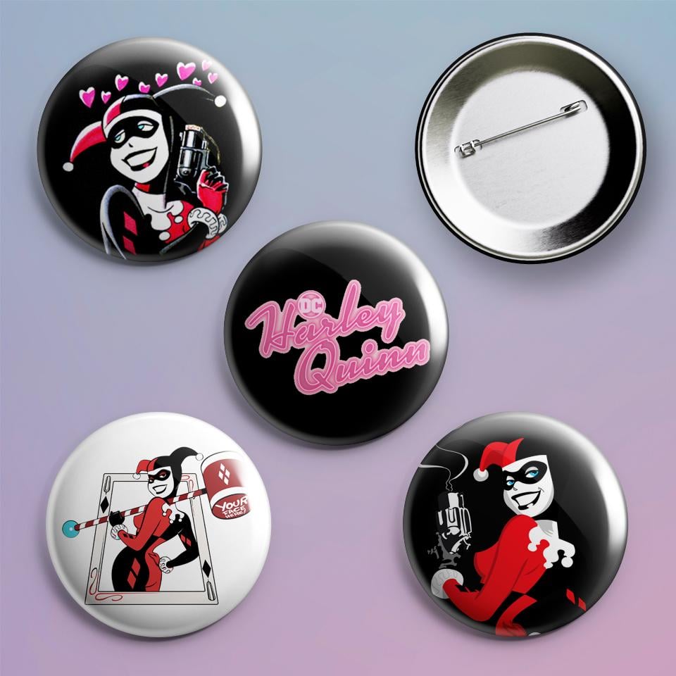 Значки на рюкзак с принтом Harley Quinn 4 шт.