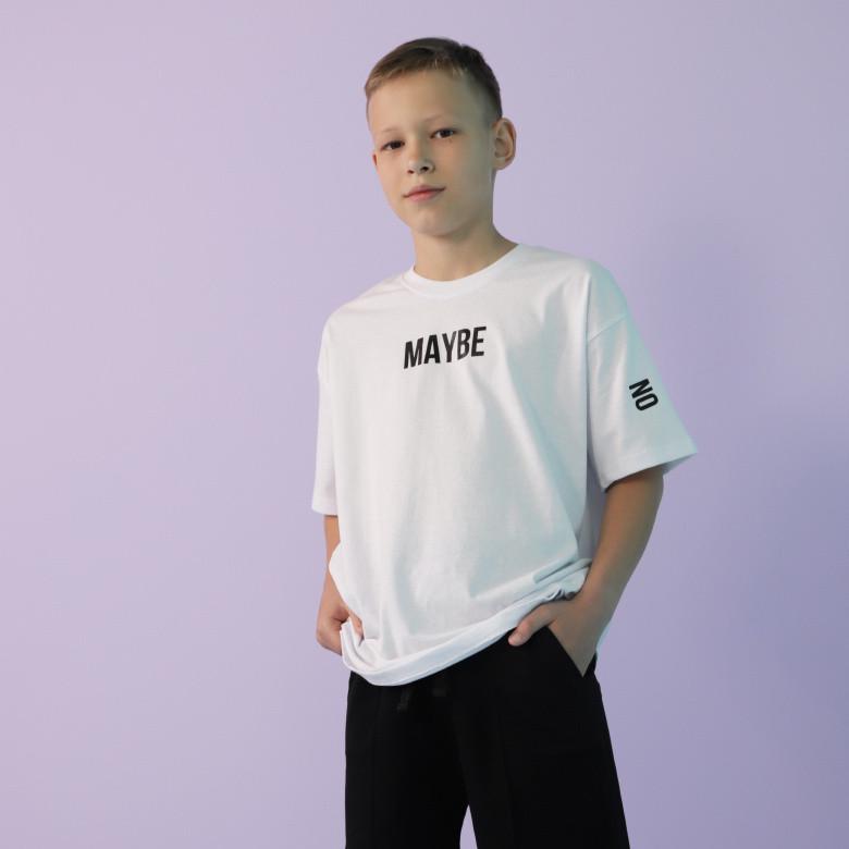 Футболка подростковая хлопковая для мальчика GBI Teens Maybe 140 см Белый (13745)