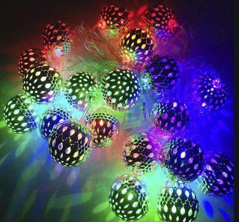 Гирлянда Шарик металлический 20 LED 3,5 м Разноцветный/Золотой (1523502386)