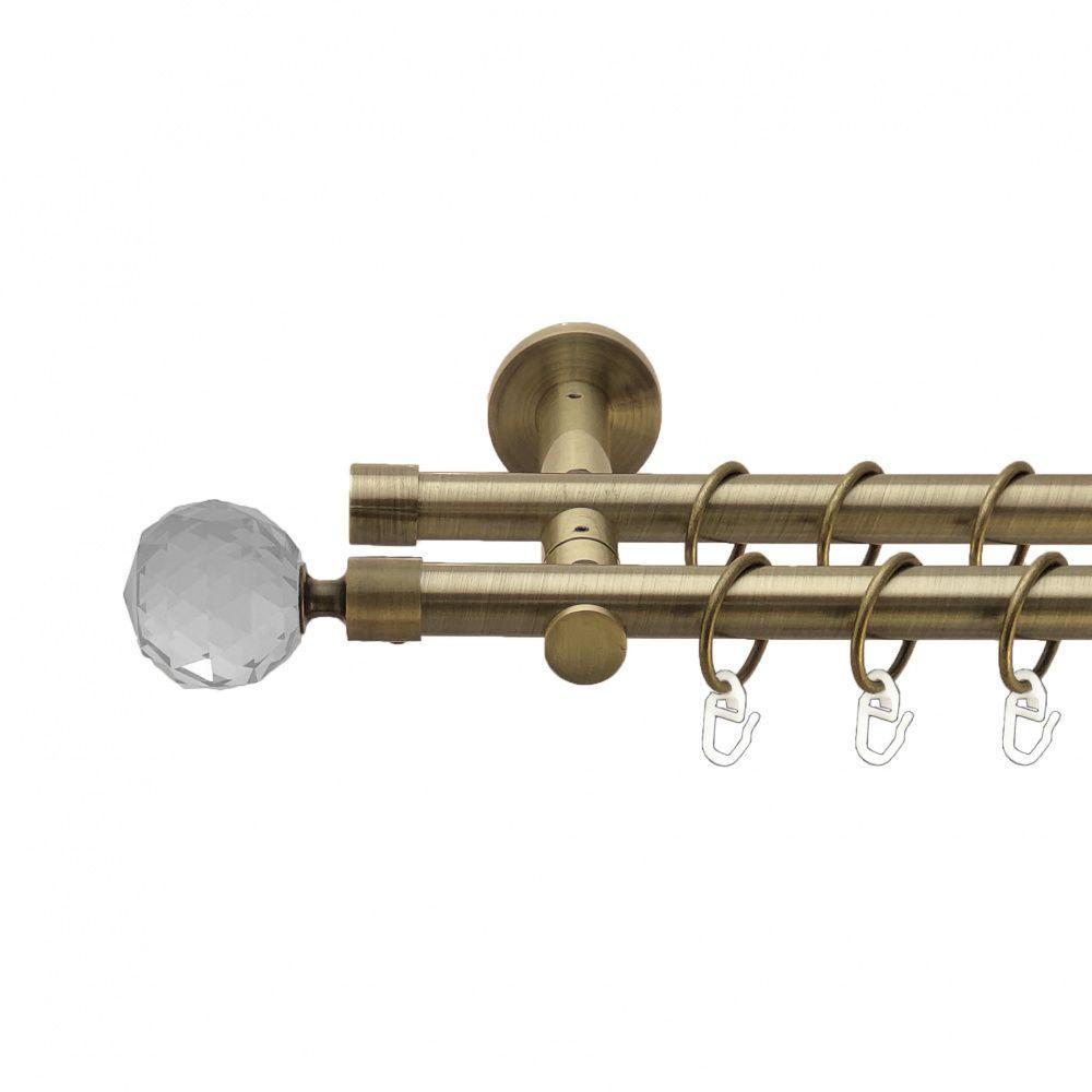 Карниз для штор Orvit Люмиера двухрядный гладкий 19/19 мм 240 см Антик (00-00013382)