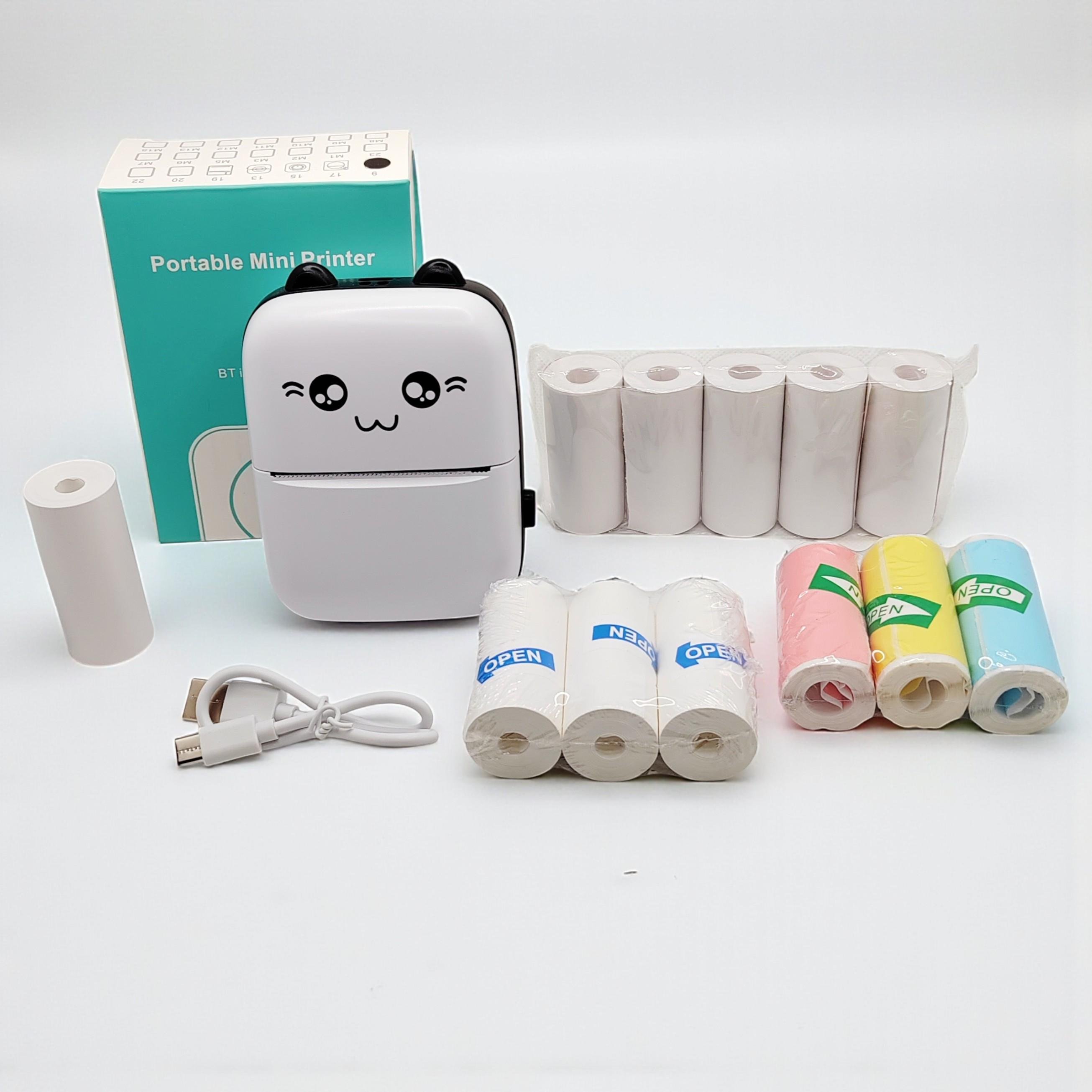 Принтер дитячий для друку з телефону по Bluetooth Котик з набором паперу 12 рулонів Чорний (b-09868)