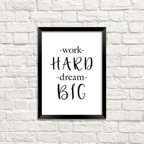 Постер в рамке Work hard dream big 15x21 см A5 (MT5_21M001_BL)