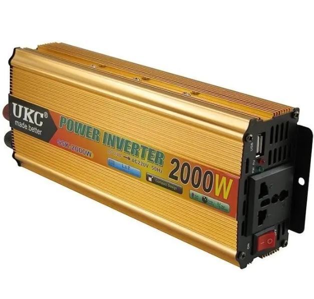 Инвертор преобразователь напряжения UKC 24V 2000 Вт Золотистый (SSK-24-2000-Gold)