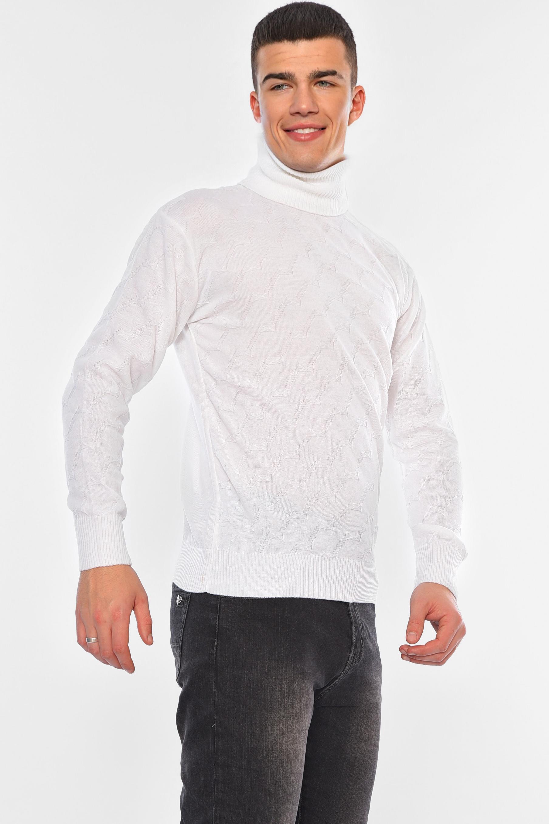 Свитер мужской однотонный L Белый (194497) - фото 2