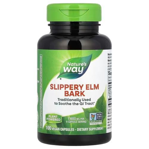 Червоний в'яз Nature's Way Slippery Elm Bark 1,600 мг 100 Capsules (NWY-17100)