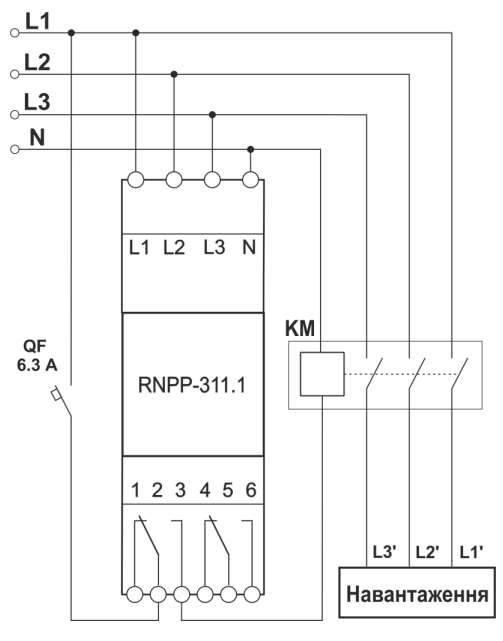 Реле контролю напруги та фаз Новатек-Електро РНПП-311.1 трифазне 5A (NTRNP3111) - фото 2