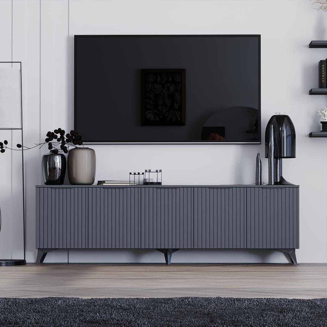 Тумба ТВ DiPortes Саванна ЛОФТ К-235 200/60/40 см МДФ Антрацит/Графит (01419) Тумба ТВ DiPortes Саванна ЛОФТ К-235 200/60/40 см МДФ Антрацит/Графит (01419)