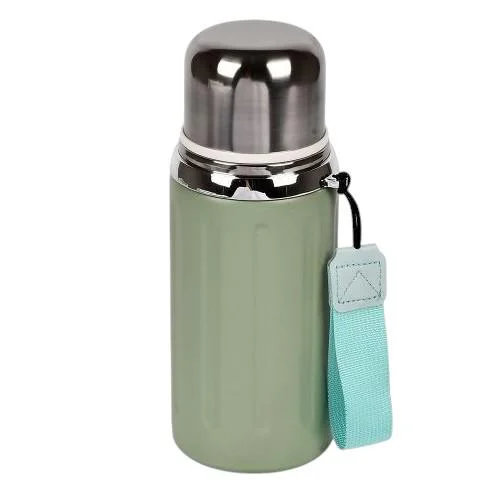 Термос с кнопочным дозатором и чашкой Stenson MT-5349 пластиковый с ручкой 600 мл Зеленый (2782033123)