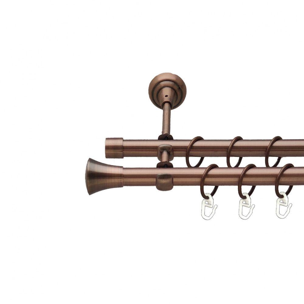 Карниз металлический Orvit Принц двухрядный открытый/гладкая труба/кольцо металлическое Медь 19/19 мм 160 см (00-00012123)