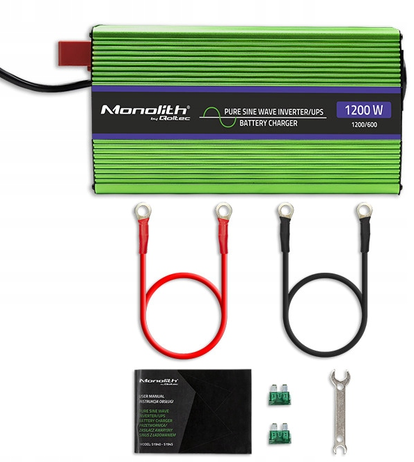 Інвертор 12 230 QOLTEC із чистою синусоїдою та зарядним пристроєм 1200 Вт (2440014888) - фото 4 Інвертор 12 230 QOLTEC із чистою синусоїдою та зарядним пристроєм 1200 Вт (2440014888) - фото 4