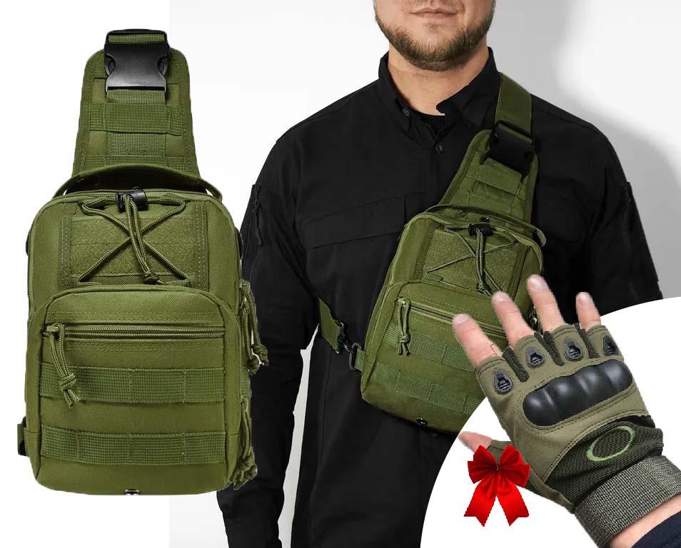 Сумка через плече USARMY B14 Oxford 600D 26х19х10 см і рукавички відкриті Oakley XXL Оливковий - фото 2 Сумка через плече USARMY B14 Oxford 600D 26х19х10 см і рукавички відкриті Oakley XXL Оливковий - фото 2