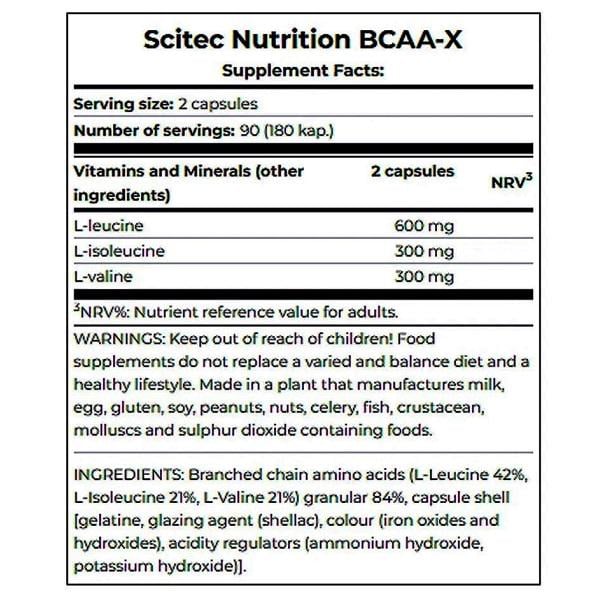 Амінокислота BCAA для спорту Scitec Nutrition BCAA-X 180 капс. (000020445) - фото 2