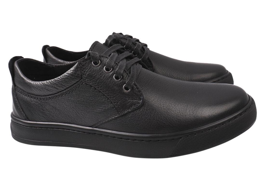 Кеди чоловічі Detta зі шкіри на низькому ходу на шнурівці р. 40 Чорний (55-21DTC)