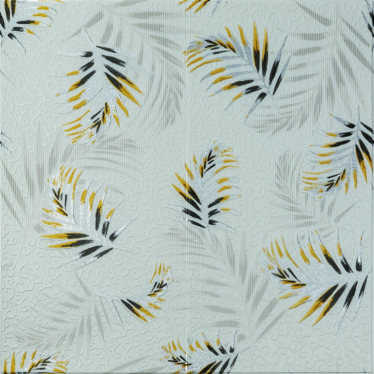 Панель стеновая 3d Папоротник 700х700х4 мм Серый (d sw-00001982)