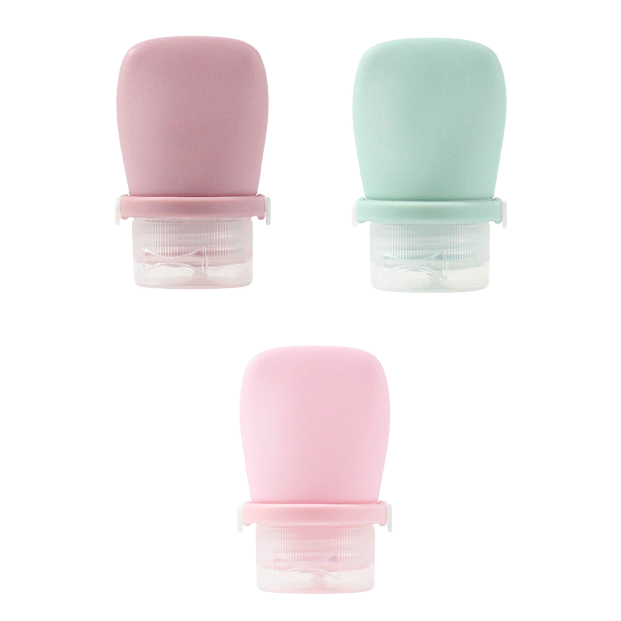 Місткості силіконові для косметичних засобів TravelToiletry 3 штуки Темно-рожевий/М'ятний/Світло-рожевий (1022)