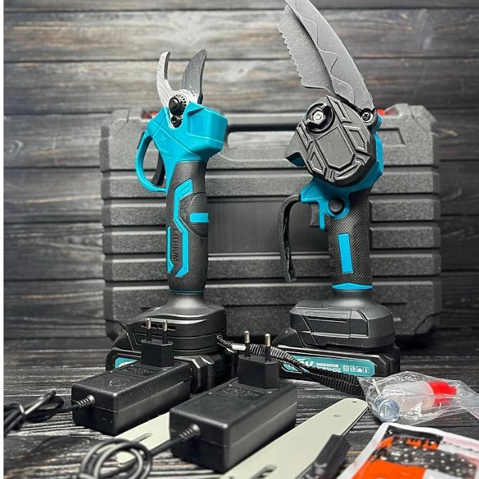Электропила Chain Saw 36V в кейсе секатор/2 шины/2 цепи/2 зарядные (5728)