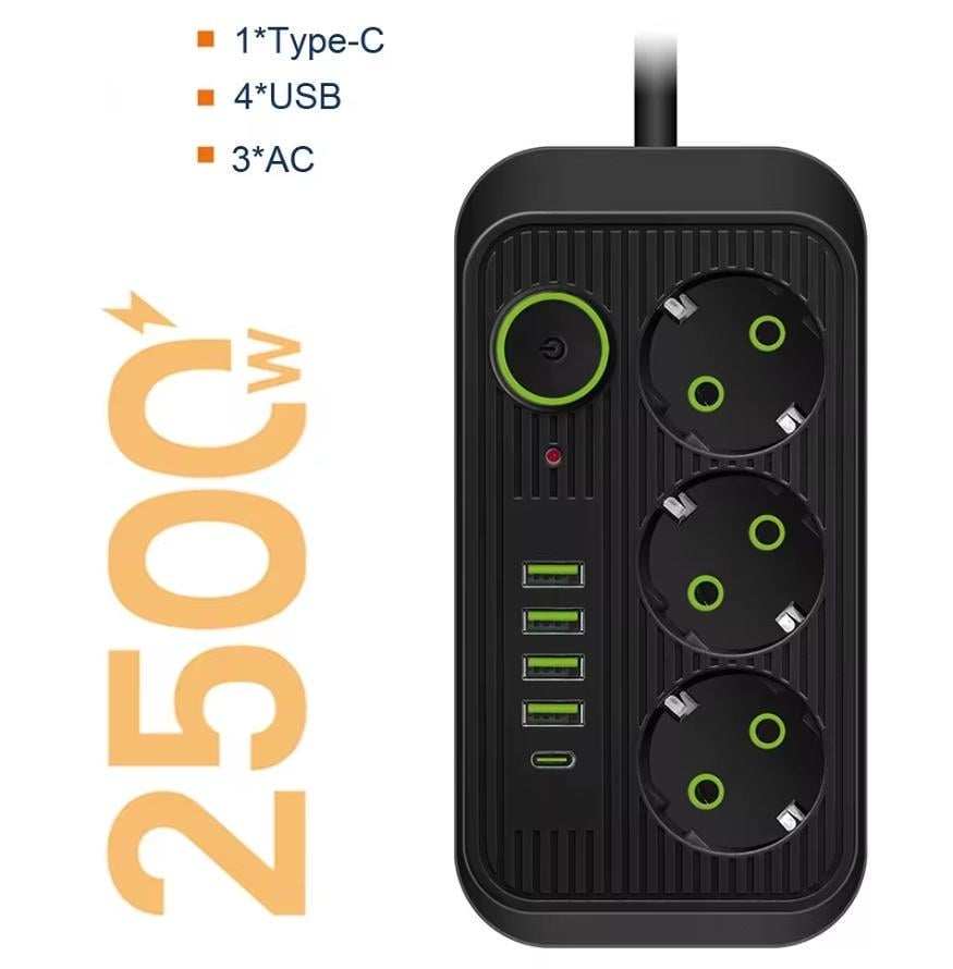 Сетевой фильтр Fuan F09U 4 USB 3AC 16A Черный (28061995) - фото 3