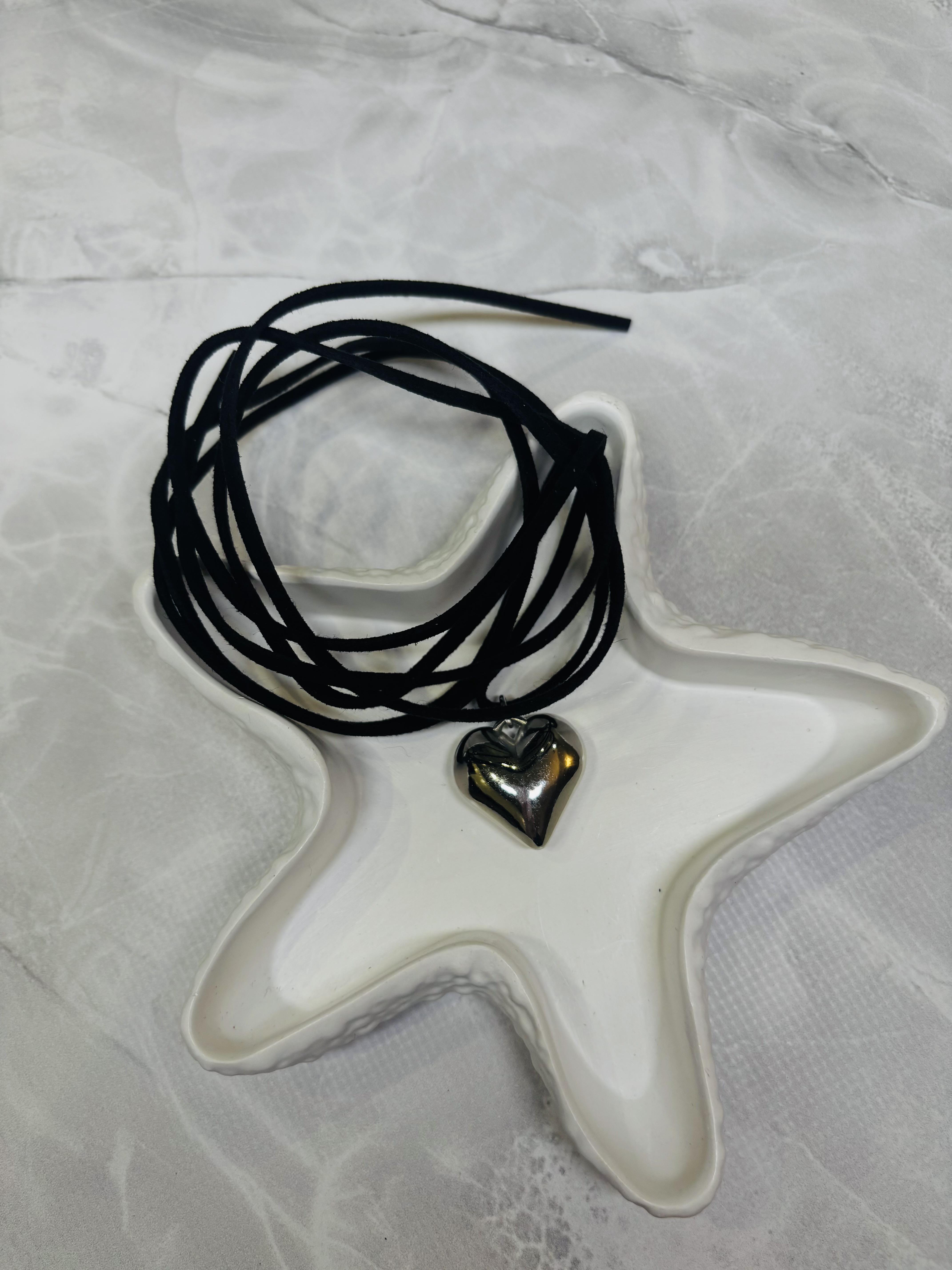 Чокер Mirshine Leather Heart Black (22980) - фото 1