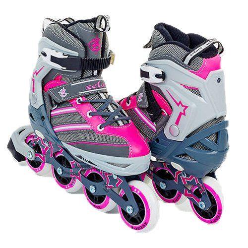 Роликовые коньки Z803 р. 34-37 Серый/Розовый (60363080)