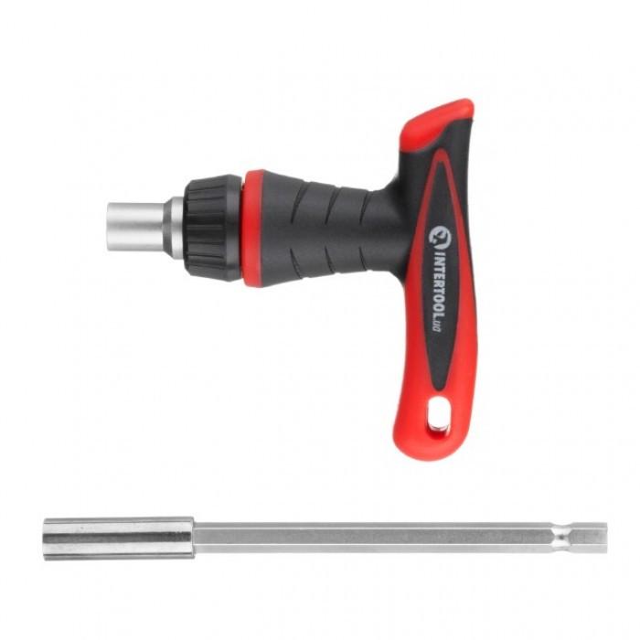 Викрутка Т-подібна реверсійна c комплектом насадок Intertool VT-1015