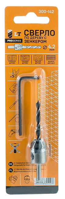 Свердло по дереву з зенкером LT-tools 4,2 мм (44956) - фото 2 Свердло по дереву з зенкером LT-tools 4,2 мм (44956) - фото 2