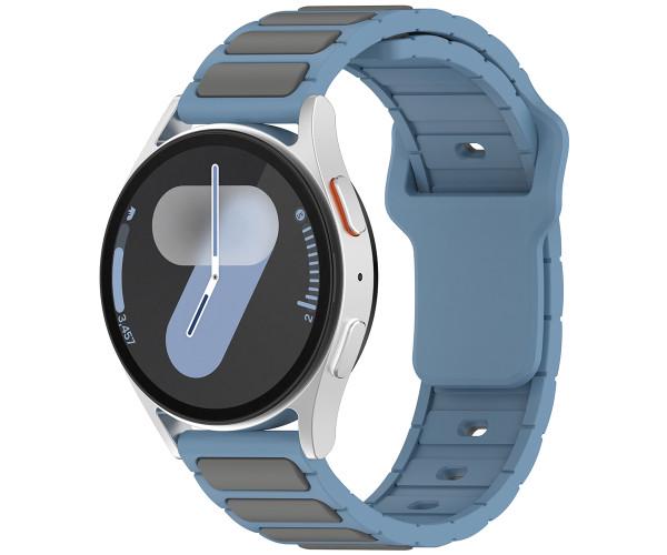 Ремешок Silicone Magnetic Hybrid Flex для смарт-часов Samsung Galaxy Watch FE 40 мм/Watch 7/6/5 20 мм Синий с серым