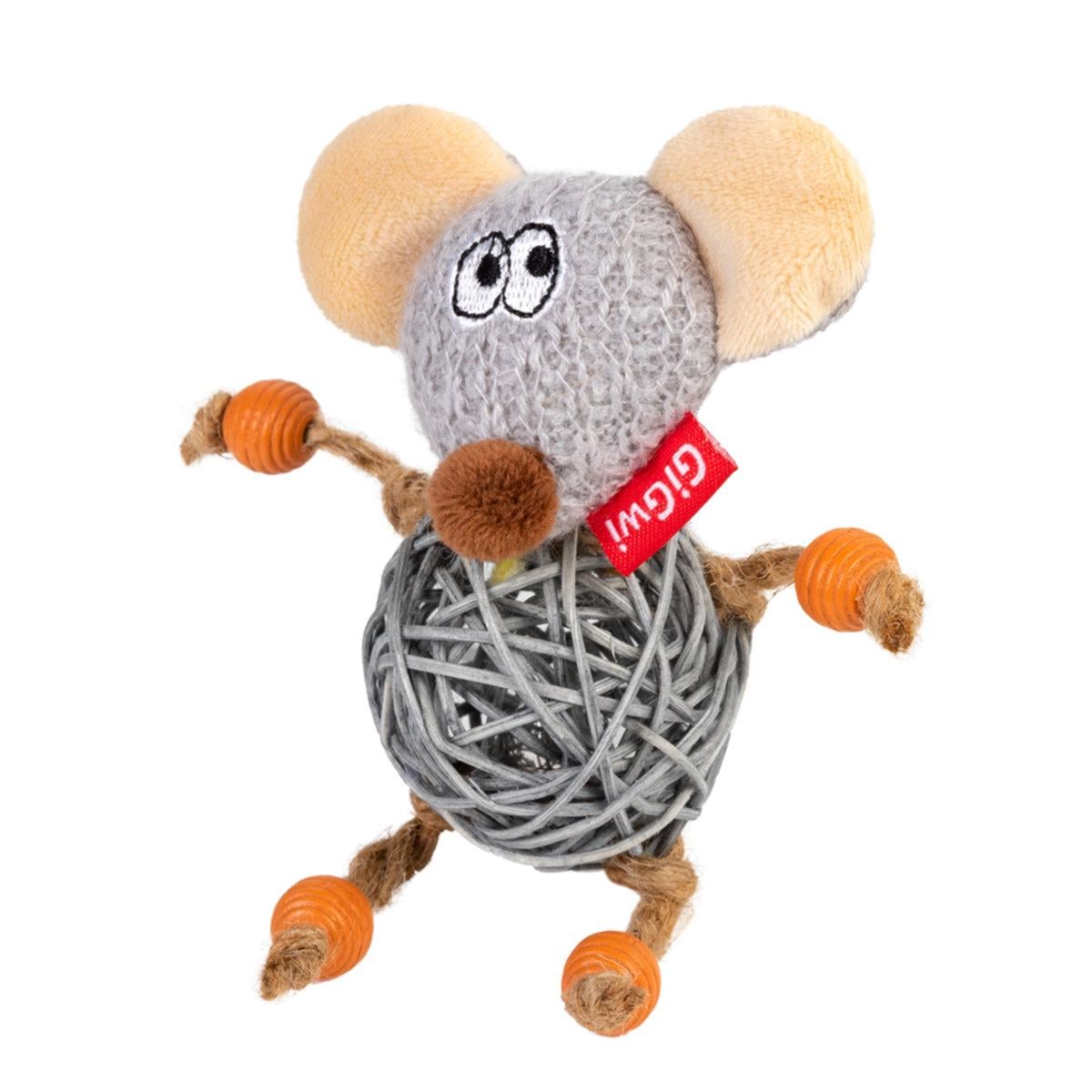 Игрушка для кошек GiGwi Catch&scratch Мышка с колокольчиком/веревкой 8 см (25881145)