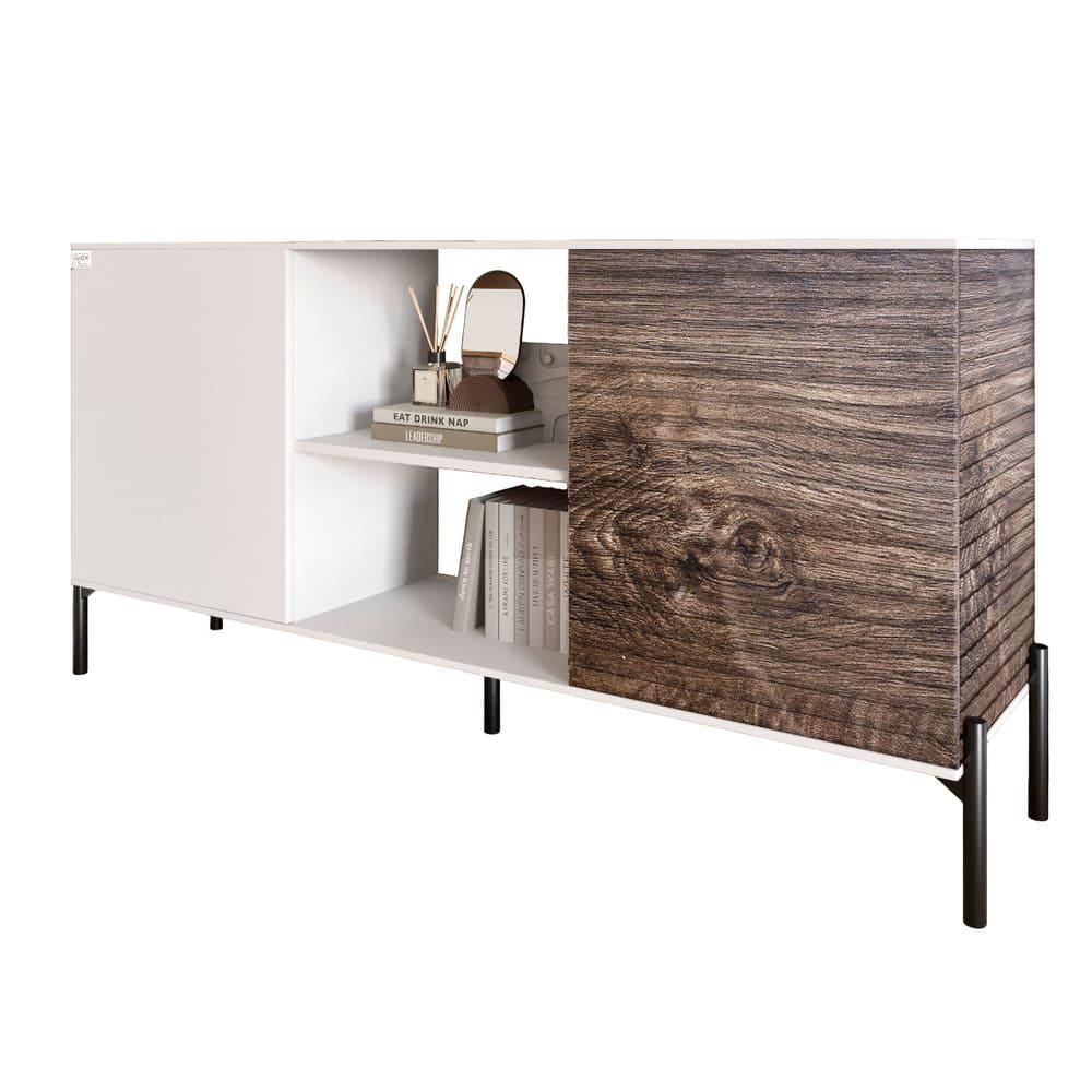 Комод відкритий Lion Грей на чорних металевих ніжках Німфея Альба/Дерево (000-000-2173) - фото 2