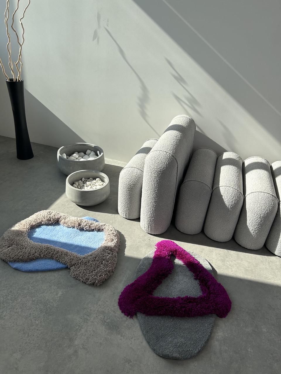 Ковер ручной работы с объемным узором Абстрактный островок 75х50 см - фото 6