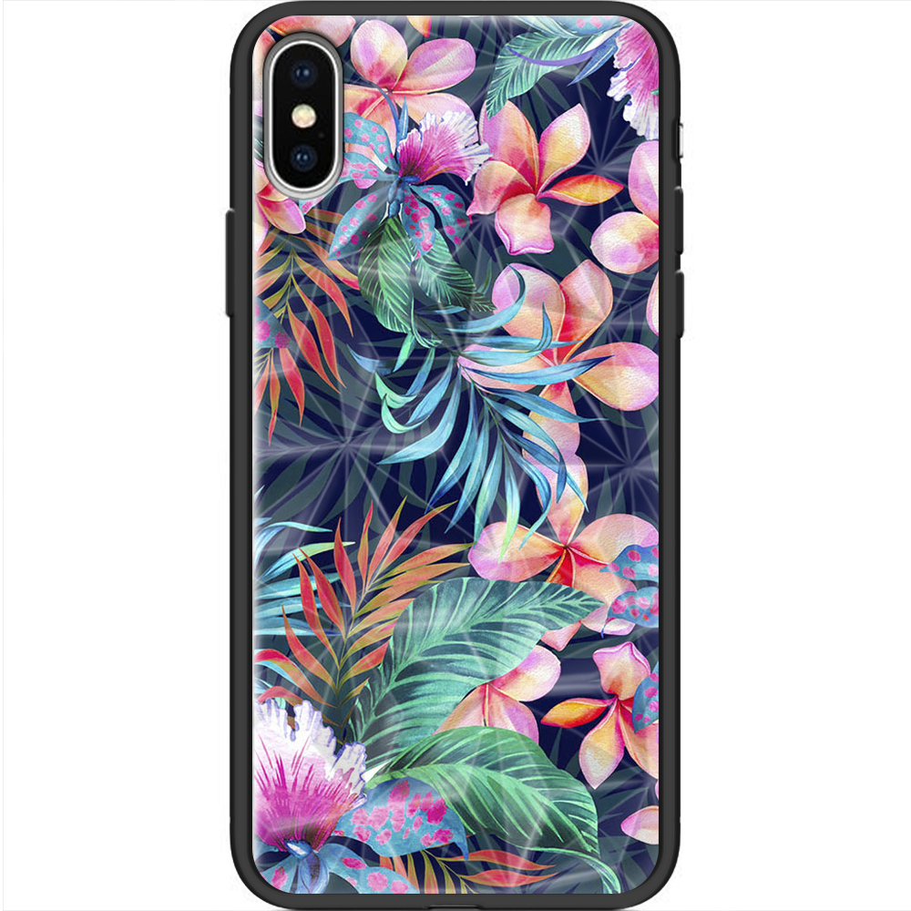 Чехол Boxface iPhone XS flowers in the tropics Черный силикон с призмой (35413-up1971-38331)