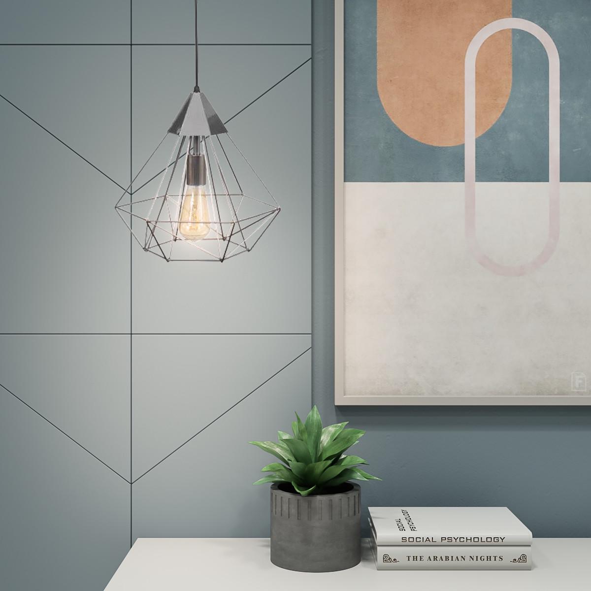 Подвесной светильник MSK ELECTRIC Crystal в стиле лофт под лампу Е27 Хром (NL 0538 CR) - фото 2