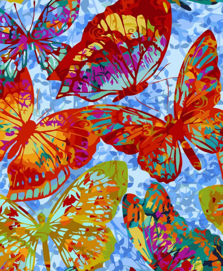 Картина по номерам Strateg Премиум Контуры бабочек с лаком и уровнем 40x50 см (VA-3579)