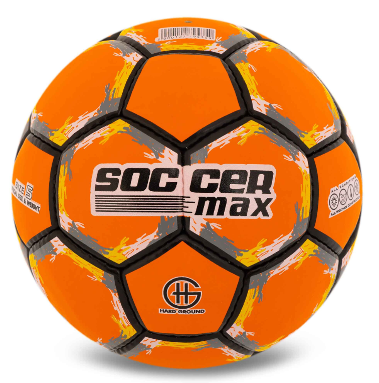 Мяч футбольный SOCCERMAX FB-6525 №5 PU Гриппи сшит вручную Оранжевый (29655059)
