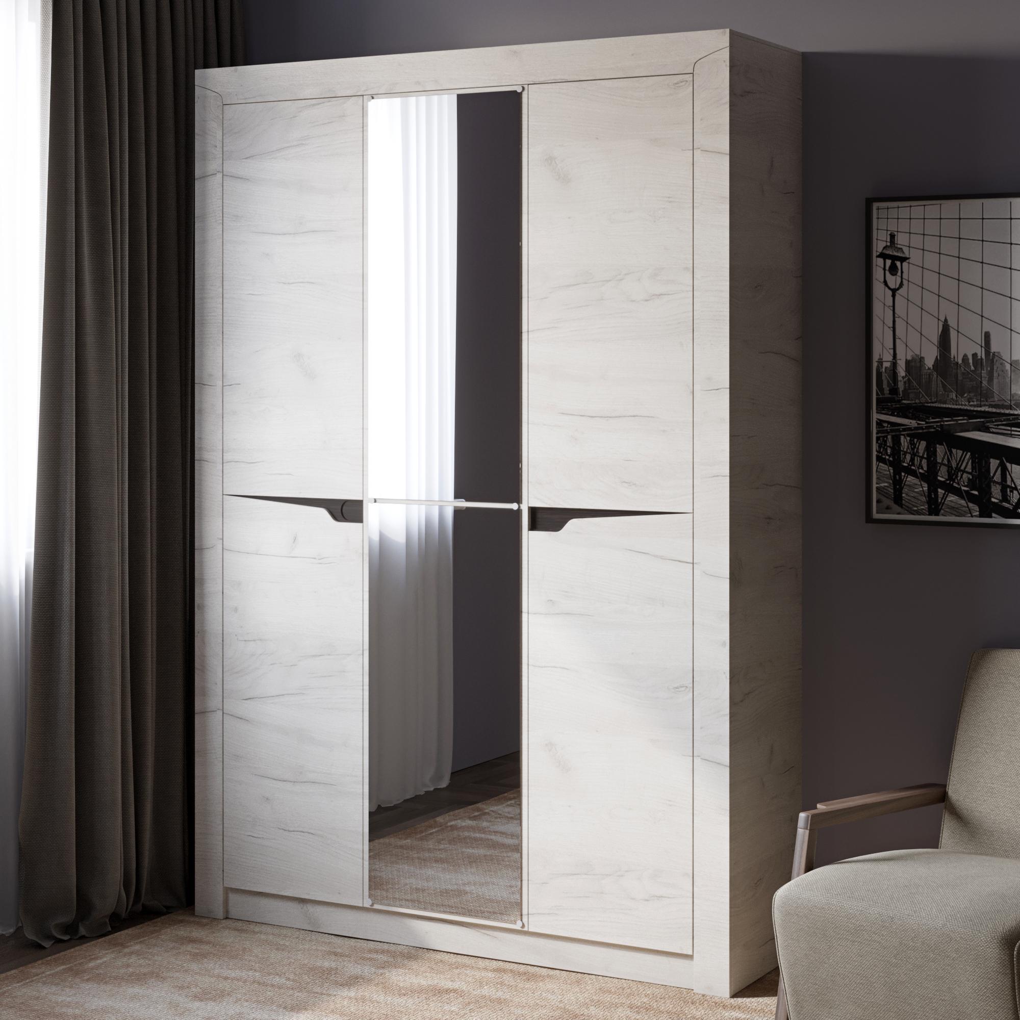 Шкаф большой Эверест Либерти с зеркалом 1420 см Дуб Крафт белый (DTM-2464)