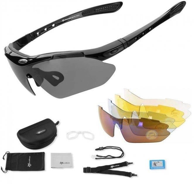 Спортивні велосипедні окуляри RockBros Polarized 5 лінз UV400 Чорний (0089)