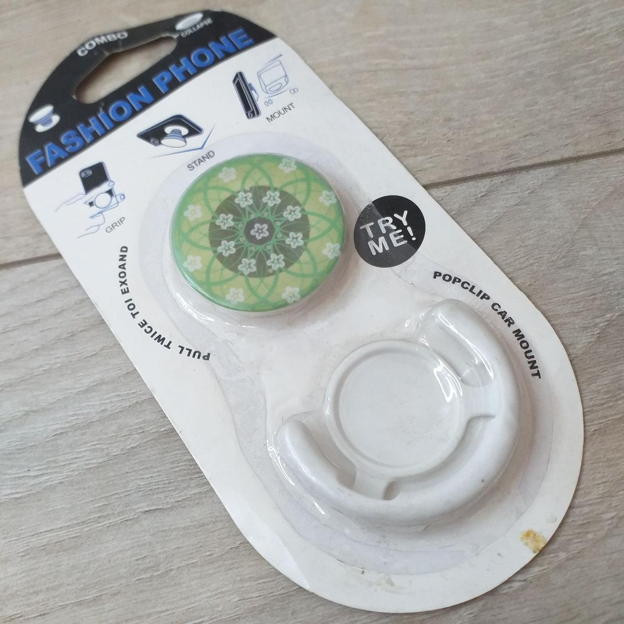 Попсокет держатель Fashion для 3D зеленый узор с цветами Белый (KG-10504) Попсокет держатель Fashion для 3D зеленый узор с цветами Белый (KG-10504)