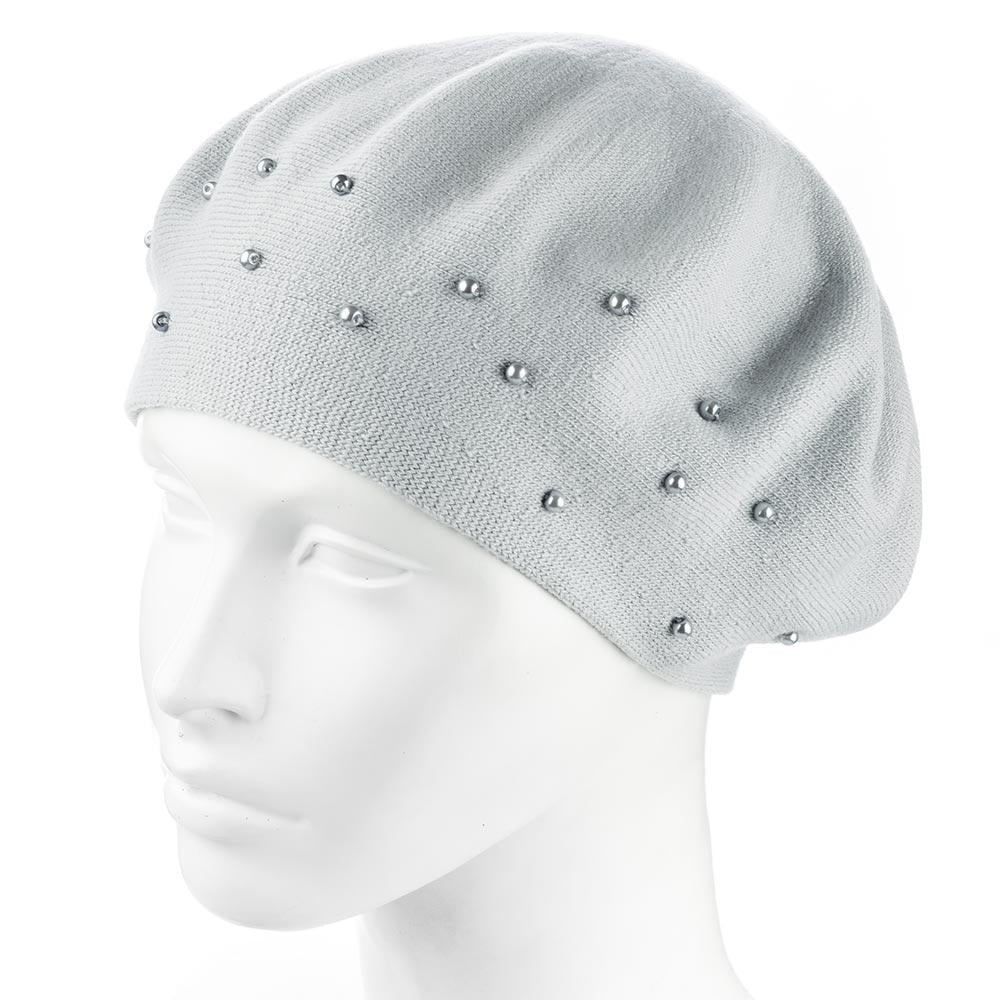 Берет жіночий подвійний ZOLLY ZH259 з намистинами універсальний Попіл (290081)