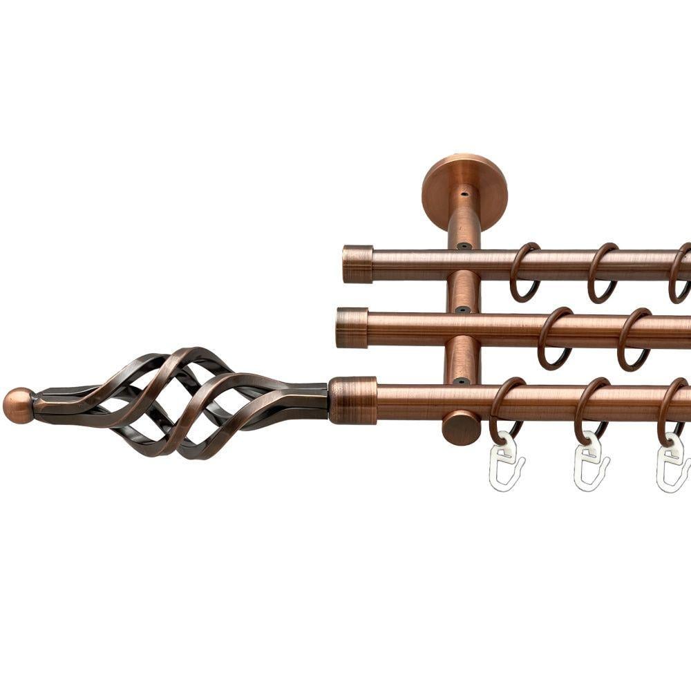 Карниз Orvit Ажур трехрядный гладкий 20 мм 240 см Античная медь (00-00020284)