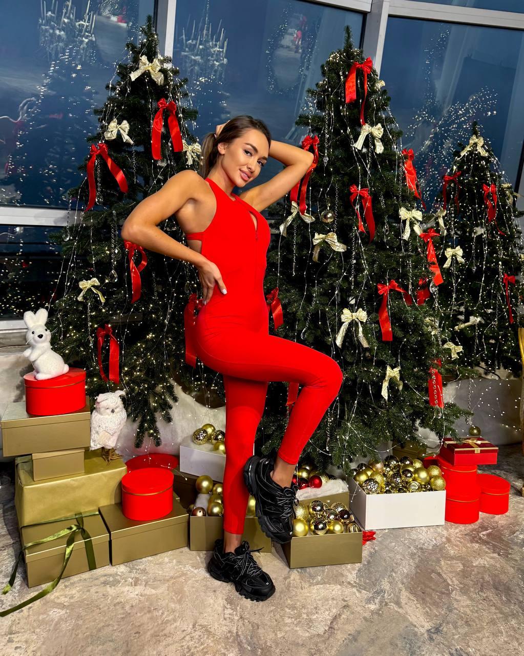 Комбінезон спортивний довгий з чашками та пуш-ап S Червоний (WH07S) - фото 3 Комбінезон спортивний довгий з чашками та пуш-ап S Червоний (WH07S) - фото 3