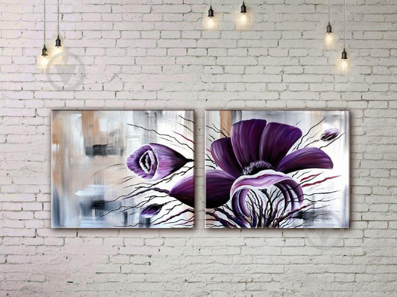 Модульная картина акрилом цветы ArtStar MHM17_2_067 размер 50 х 140 см