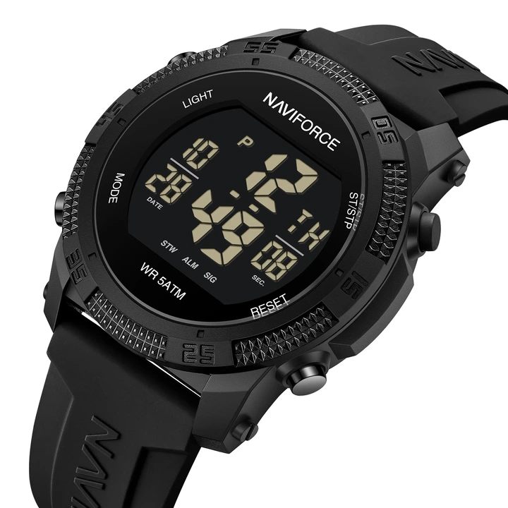 Годинник чоловічий спортивний водостійкий тактичний Naviforce Europe Black (18270)