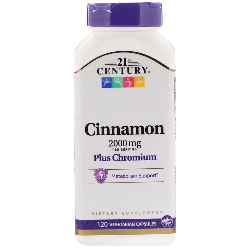 Натуральна добавка 21st Century Cinnamon Plus Chromium 2000 мг 120 капсул
