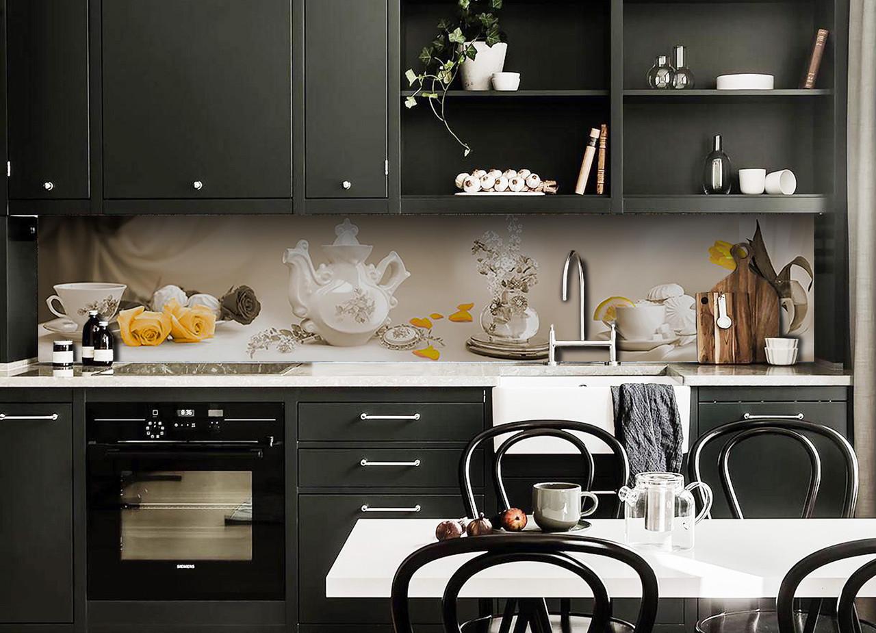 Кухонный фартук Зефир из самоклеющейся виниловой пленки 60х300 см Бежевый