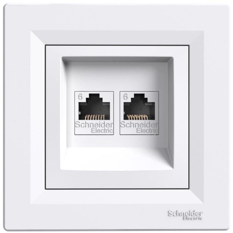 Розетка компьютерная Schneider Electric Asfora ABS RJ45 UTP 6 с рамкой Белый (EPH4800121)