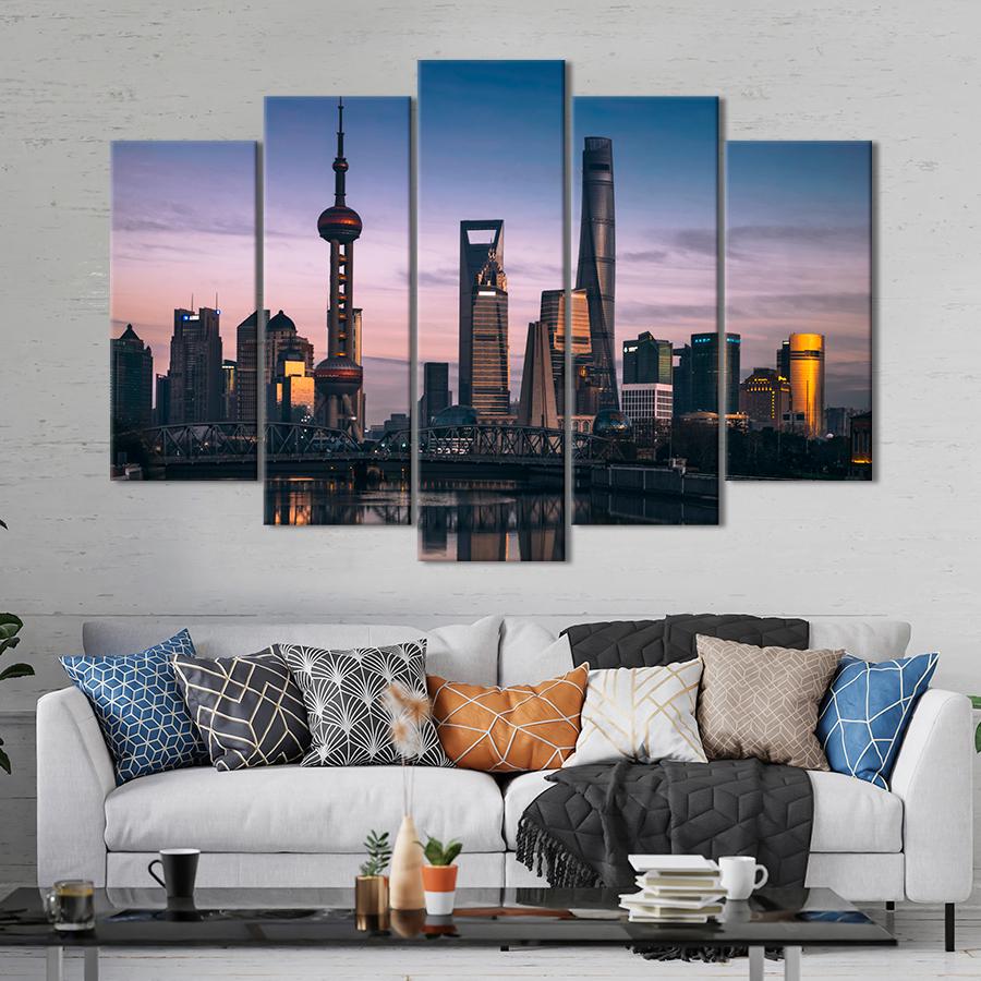 Картина абстракция Восхитительная архитектура Шанхая 137x85 см (A860-5)