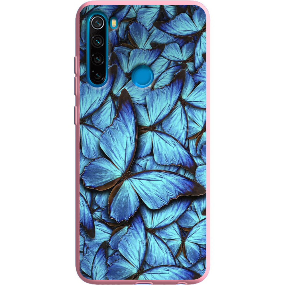 Чехол Boxface Xiaomi Redmi Note 8 лазурные бабочки Розовый силикон (38214-up1550-38684)