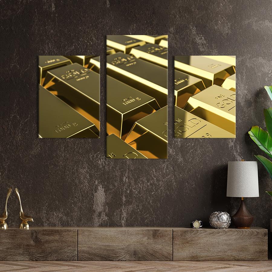 Картина для интерьера Большие слитки золота 141x90 см (539-32)