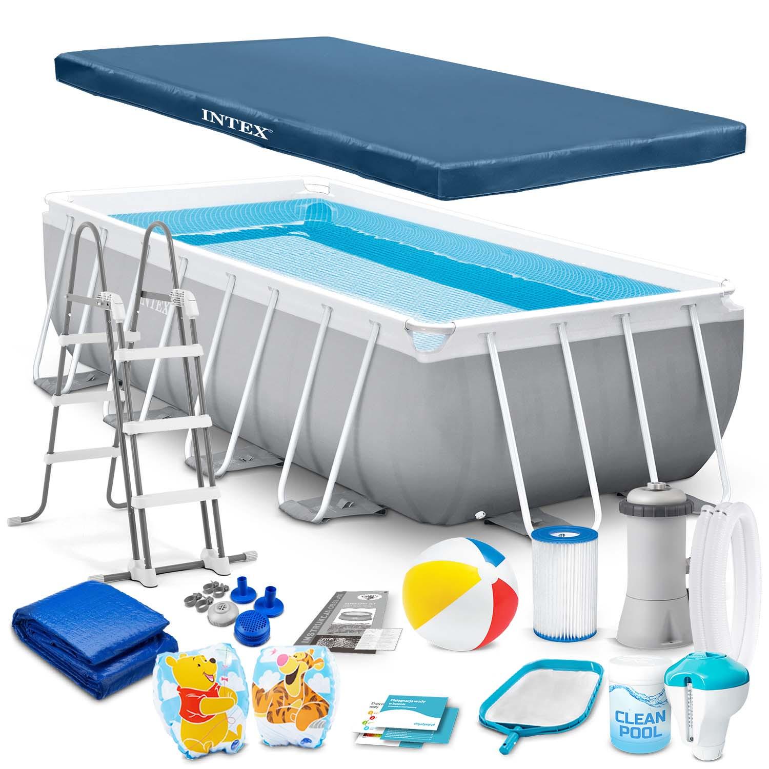 Басейн каркасний прямокутний Intex 18в1 26790 400х200х122 см сірий (413923)