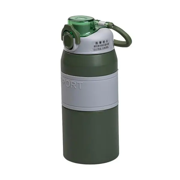 Термос с ручкой Sport YIWU из нержавеющей стали с мундштуком 600 мл Зеленый (147-107-HP-14-5GR) - фото 4